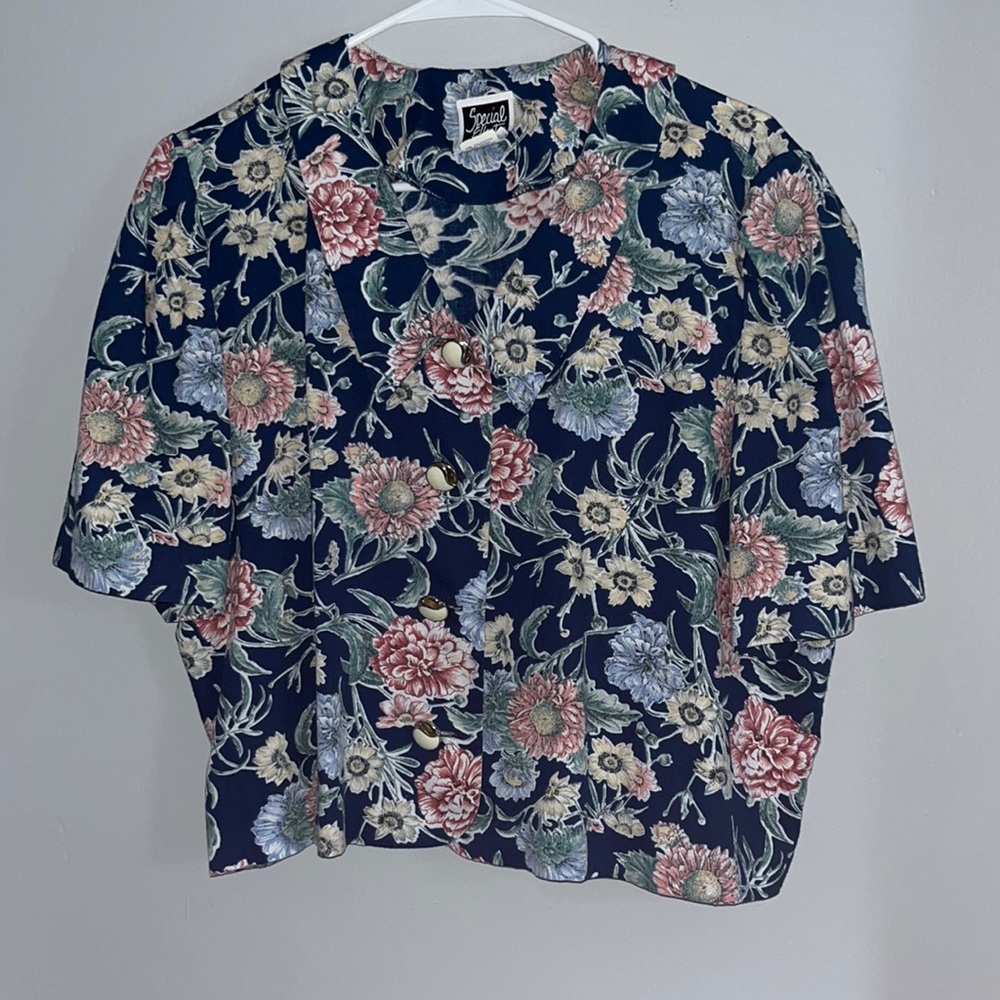 vintage floral button up top